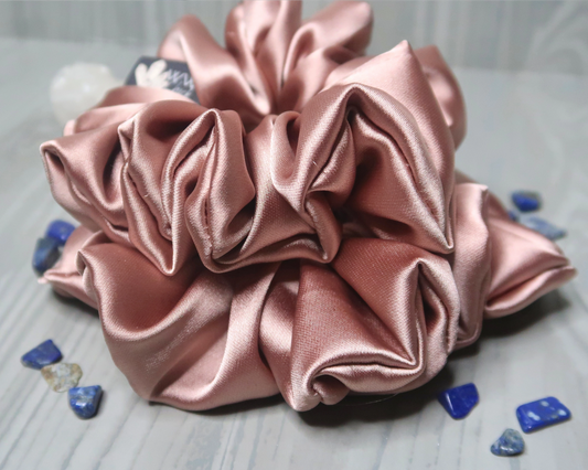 Satin Crystal Infused Hair Scrunchie - Libra + Lapis Lazuli