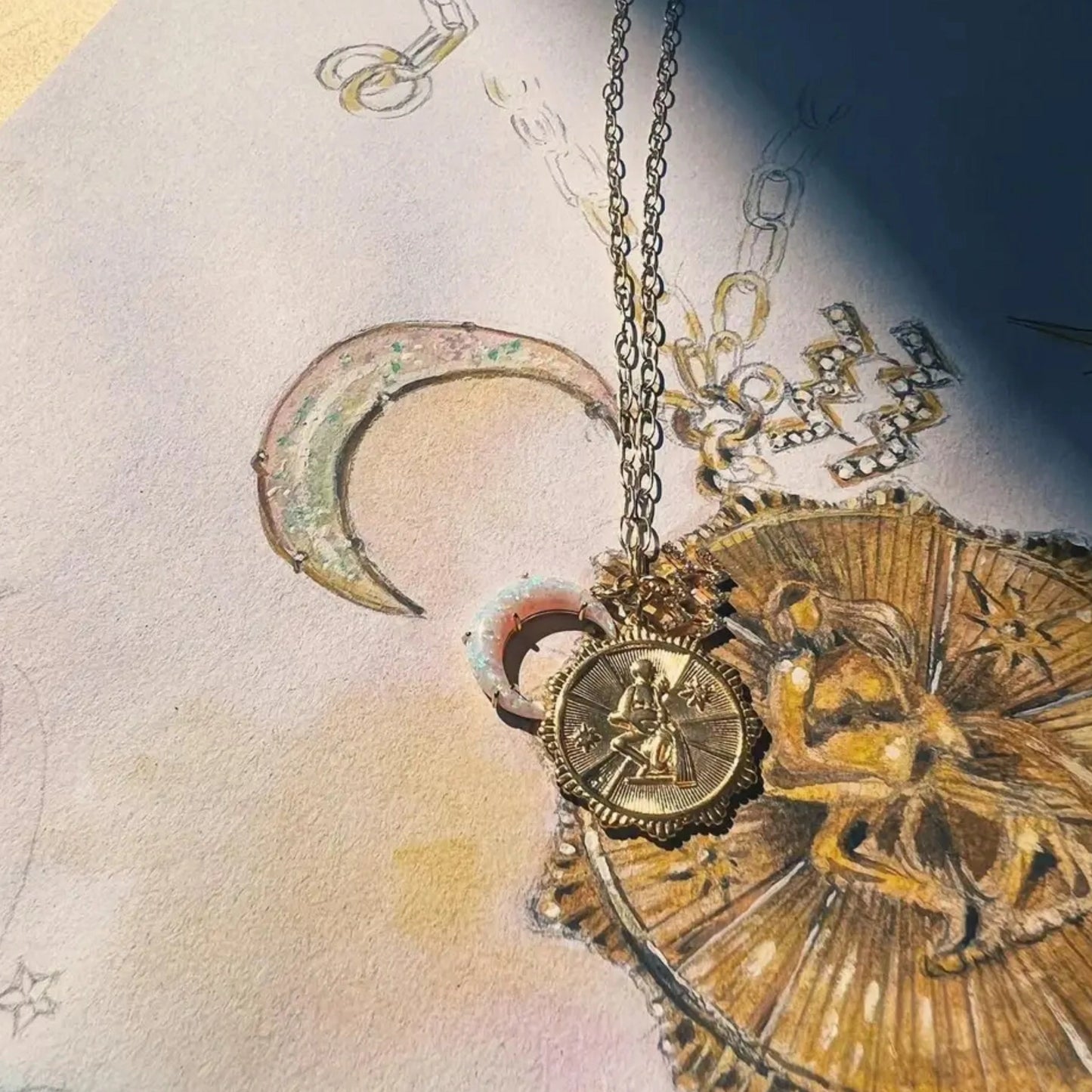 Lunar Charm Necklace - Aries