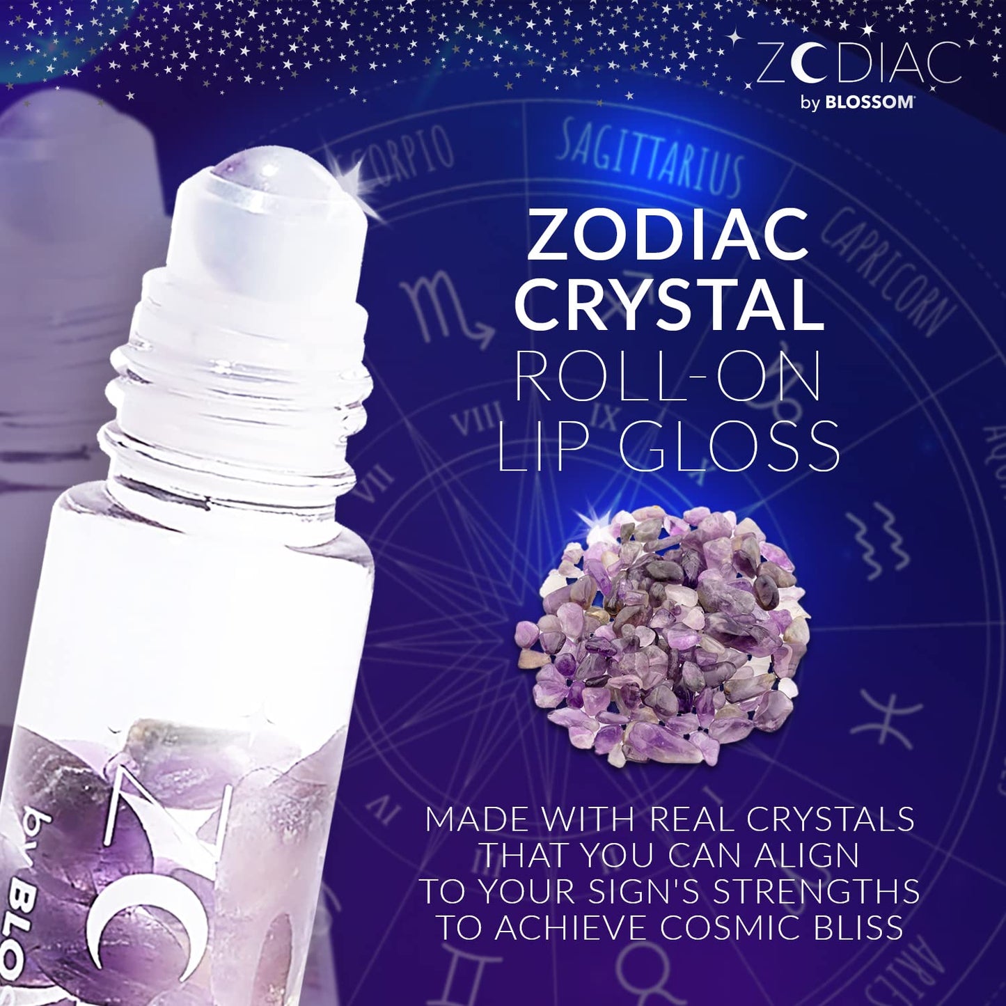 Crystal Infused Zodiac Vanilla-Flavored Roll-On Lip Gloss - Sagittarius