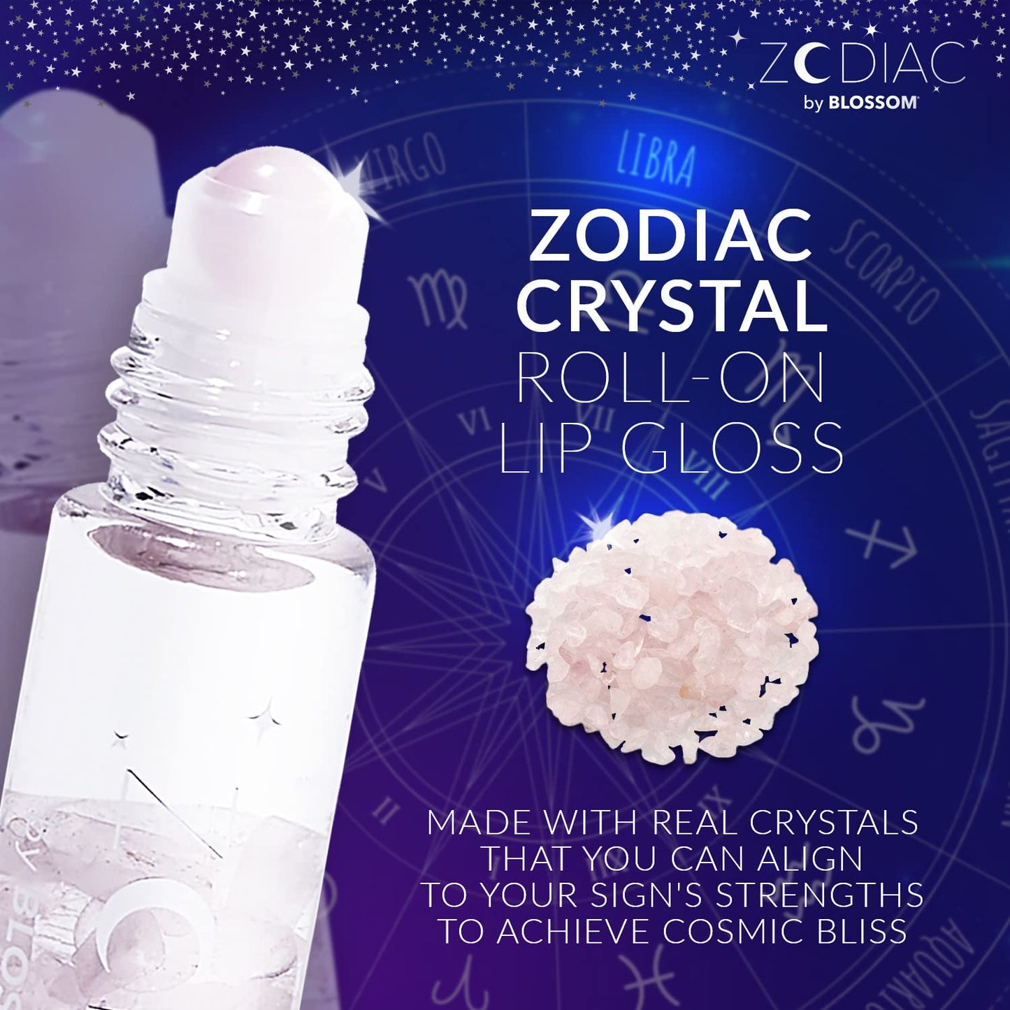 Crystal Infused Zodiac Vanilla-Flavored Roll-On Lip Gloss - Libra