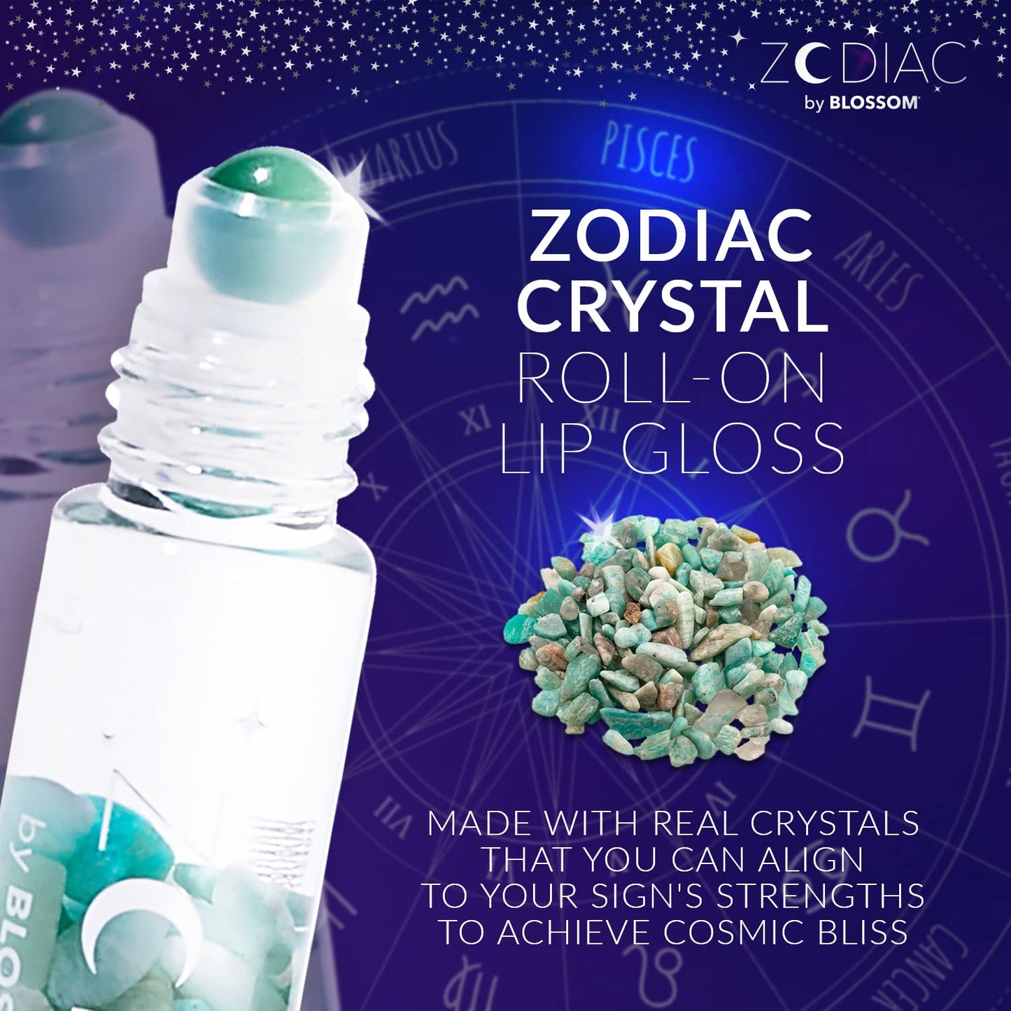 Crystal Infused Zodiac Vanilla-Flavored Roll-On Lip Gloss - Pisces