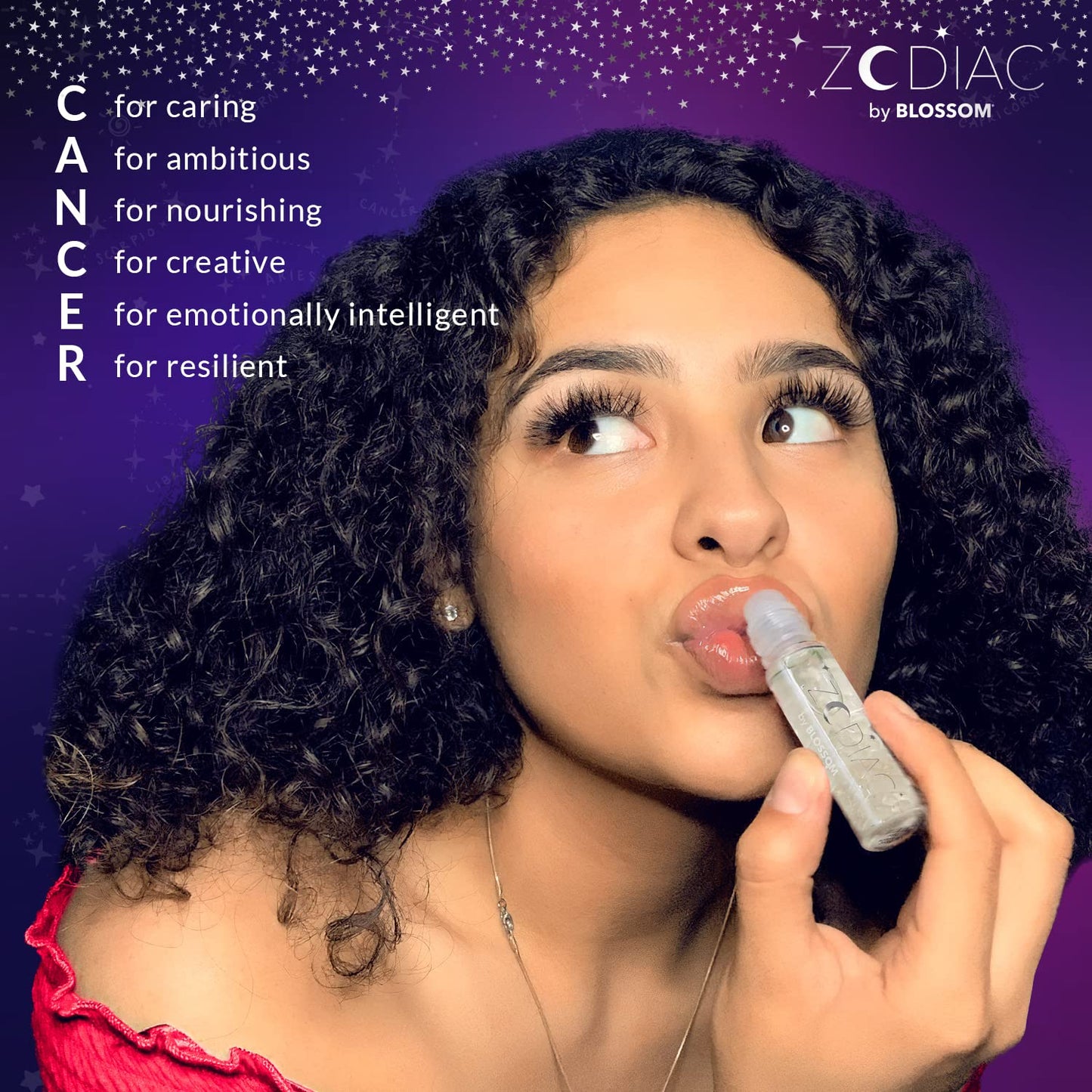 Crystal Infused Zodiac Vanilla-Flavored Roll-On Lip Gloss - Cancer