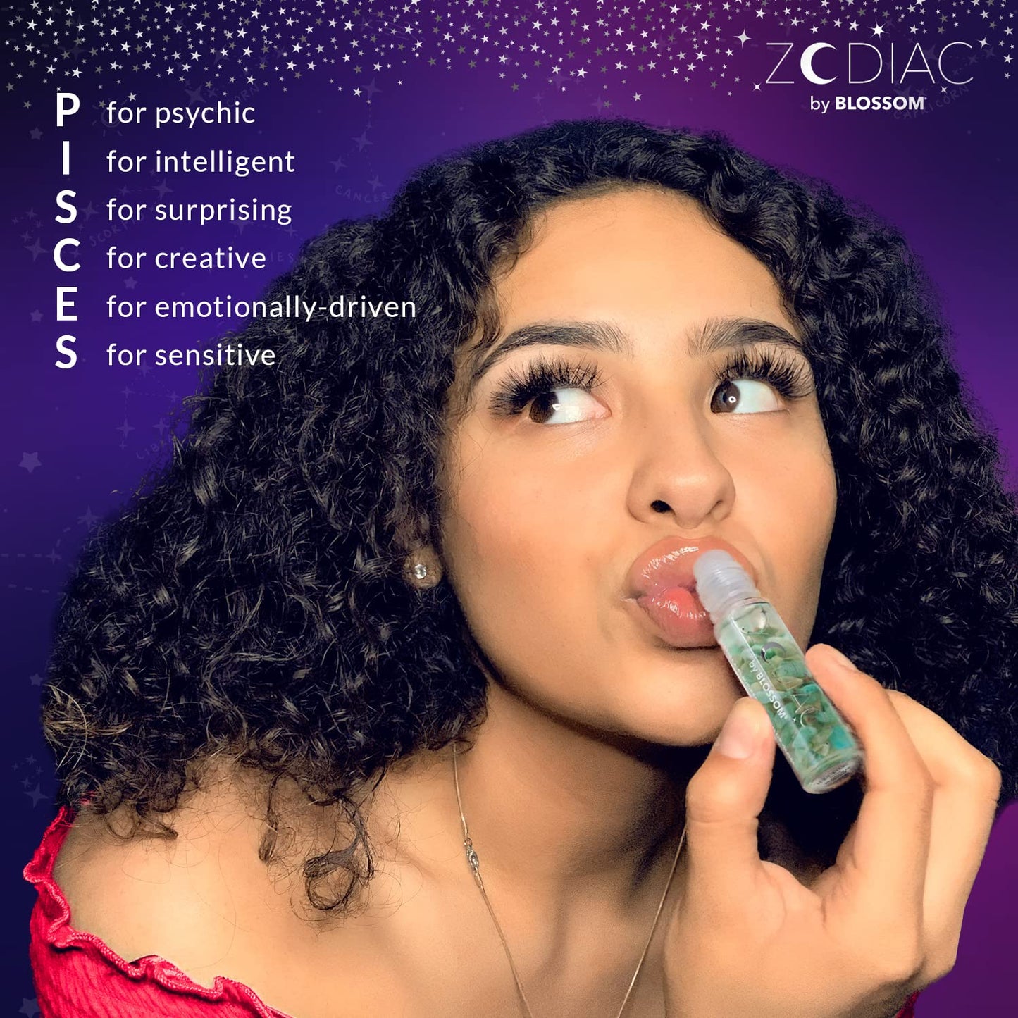 Crystal Infused Zodiac Vanilla-Flavored Roll-On Lip Gloss - Pisces