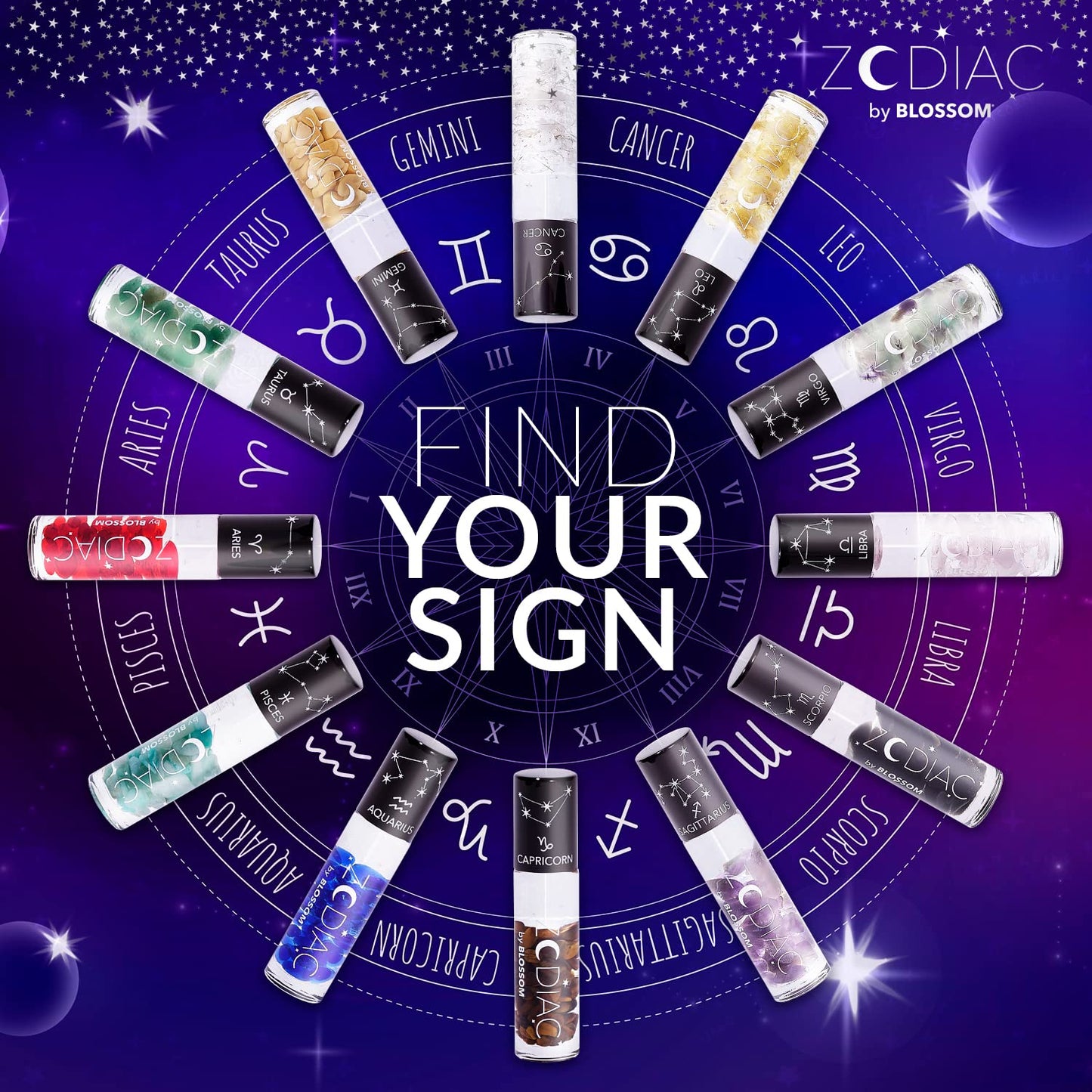 Crystal Infused Zodiac Vanilla-Flavored Roll-On Lip Gloss - Pisces