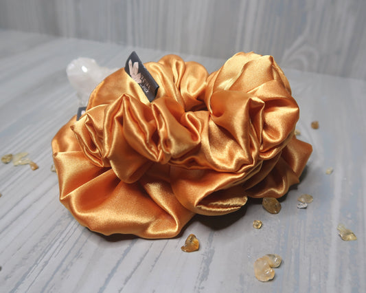 Satin Crystal Infused Hair Scrunchie - Gemini + Citrine