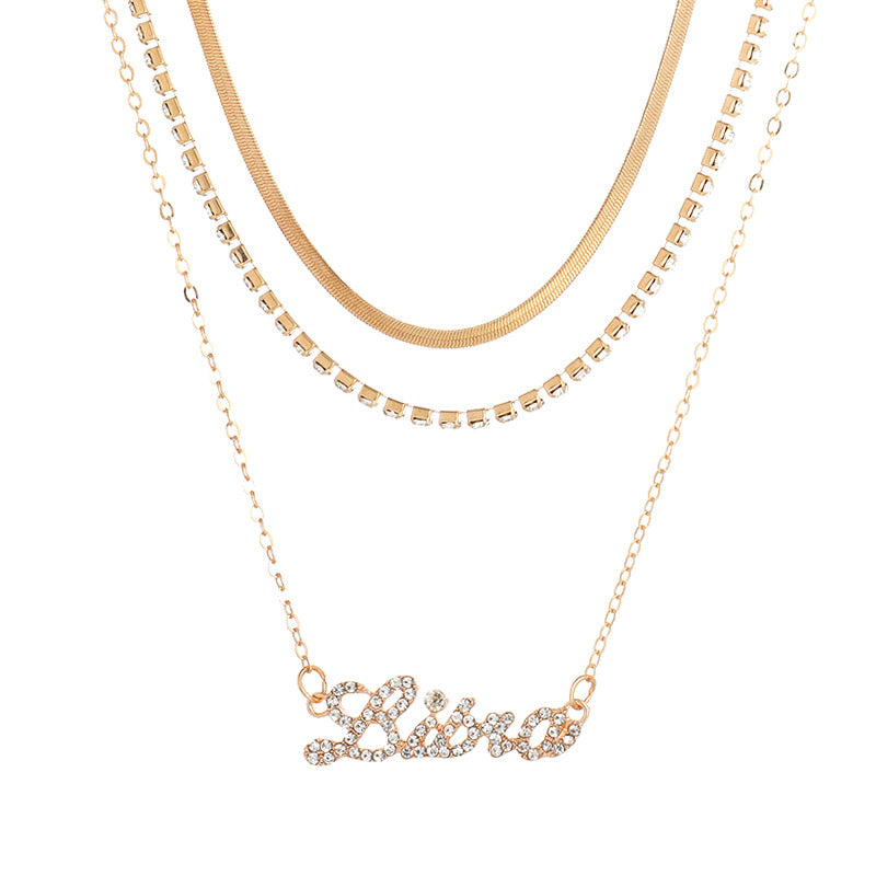 Layered Diamond Snake Chain Necklace - Libra