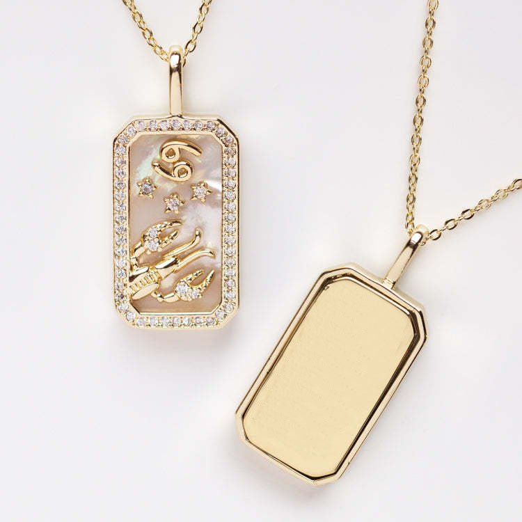 18K Gold Plated Crystal Necklace - Cancer