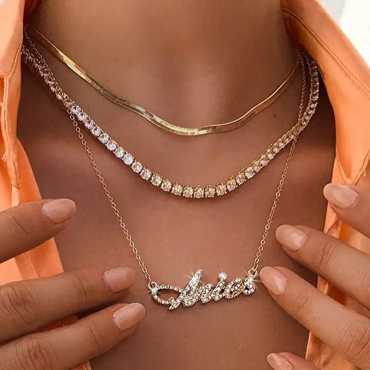 Layered Diamond Snake Chain Necklace - Leo