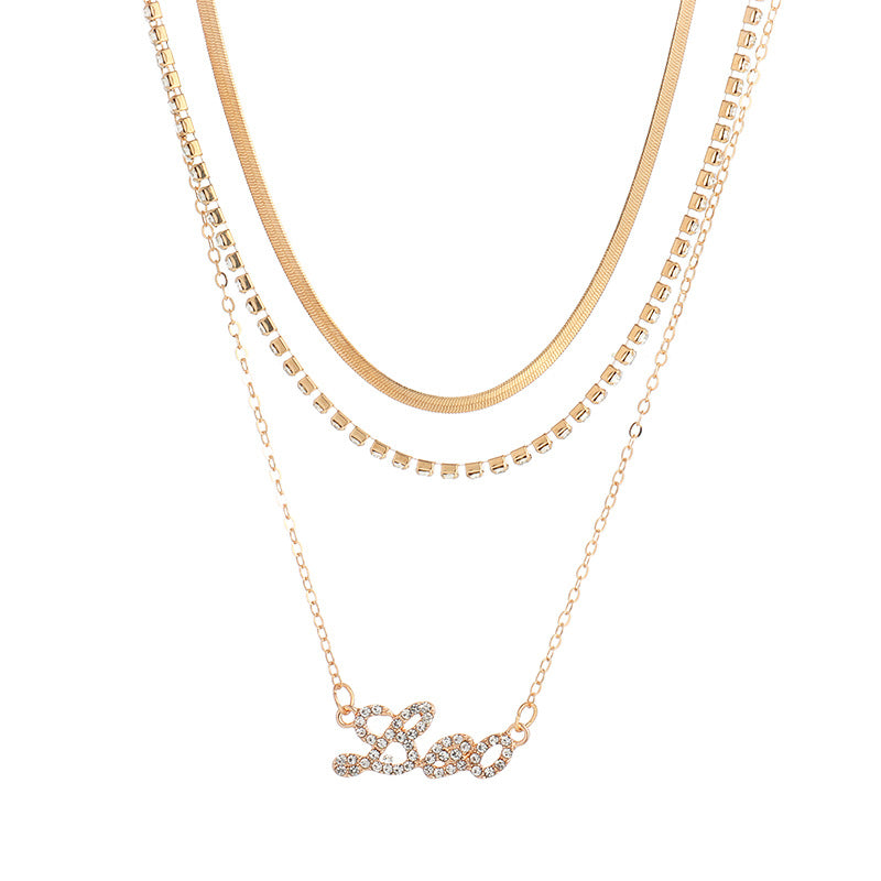 Layered Diamond Snake Chain Necklace - Leo
