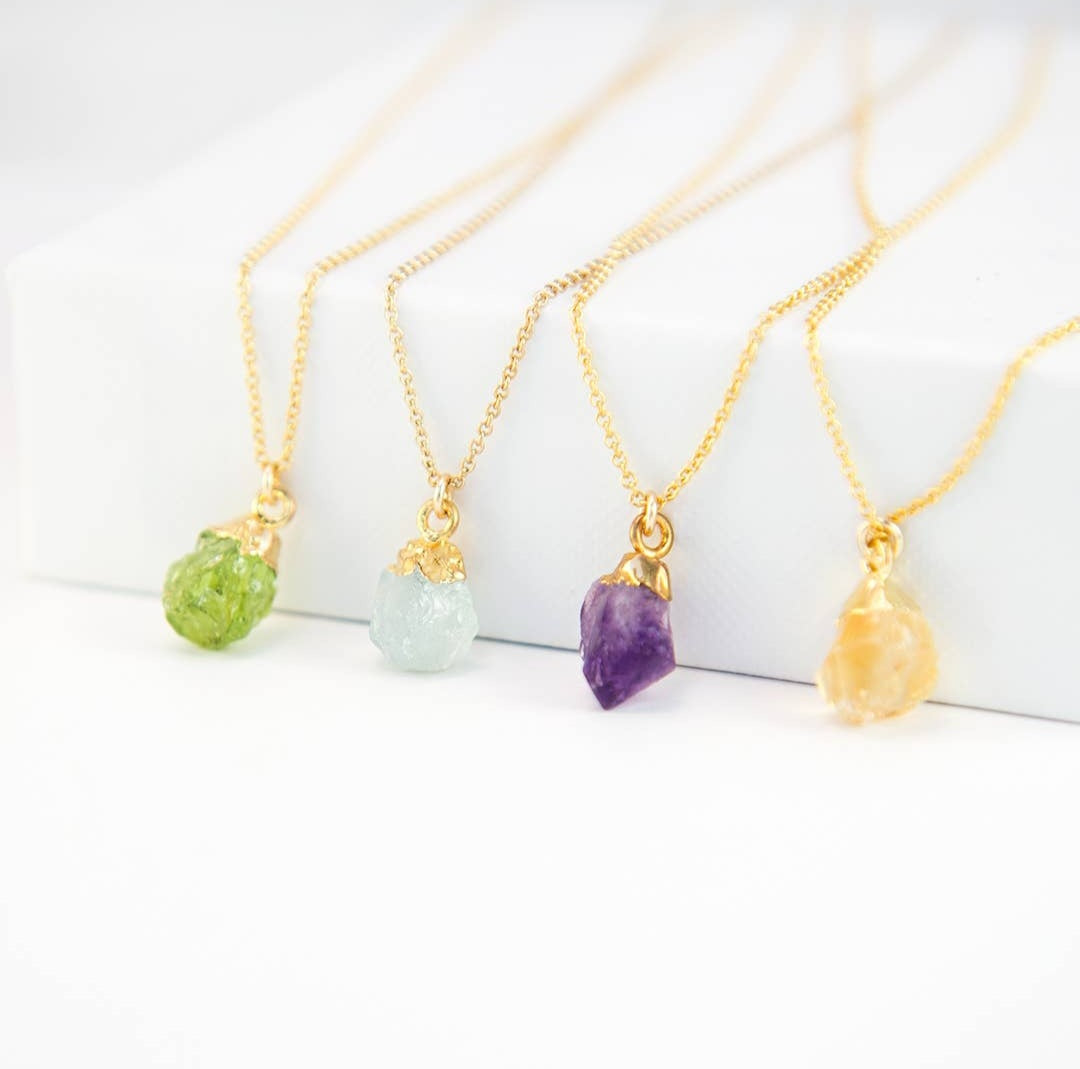 Customizable Raw Crystal Necklace - Taurus