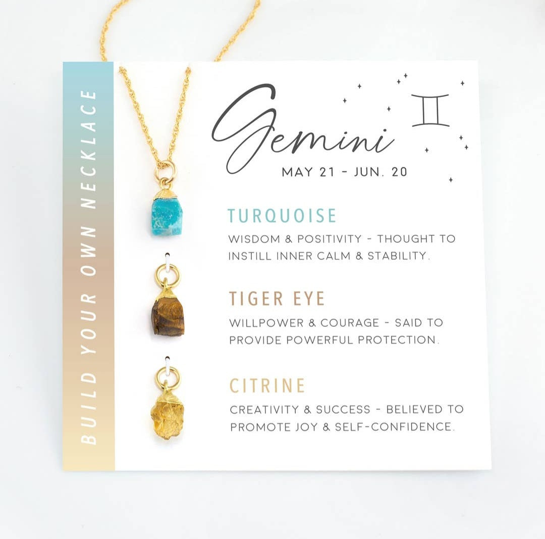 Customizable Raw Crystal Necklace - Gemini