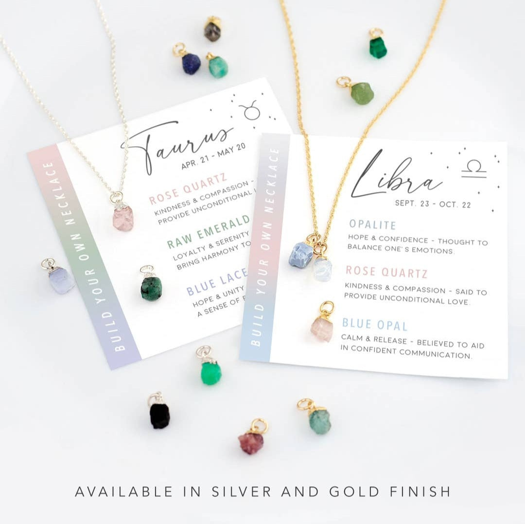 Customizable Raw Crystal Necklace - Gemini