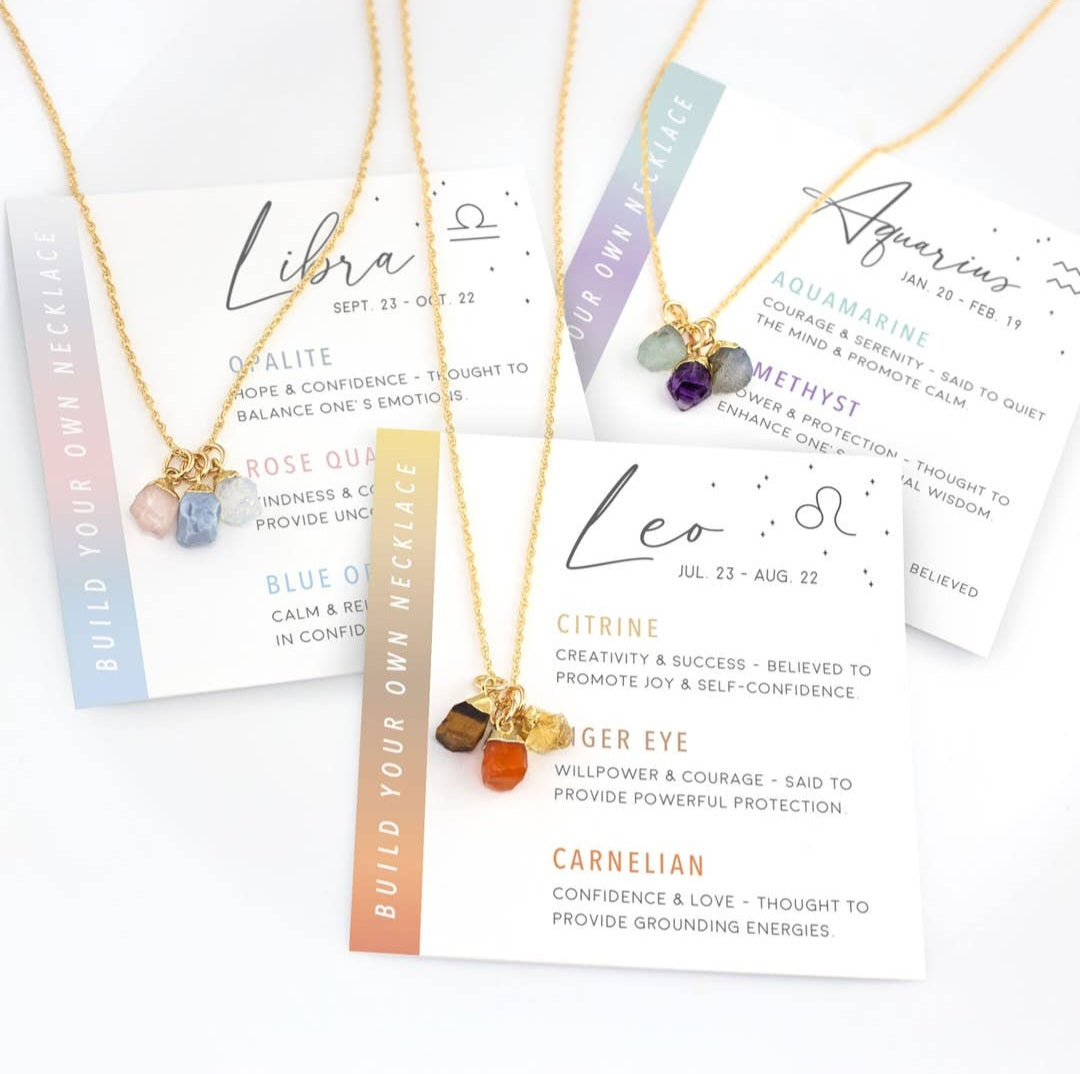 Customizable Raw Crystal Necklace - Taurus