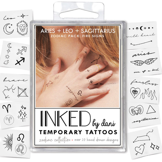Temporary Tattoo Pack - Fire Signs