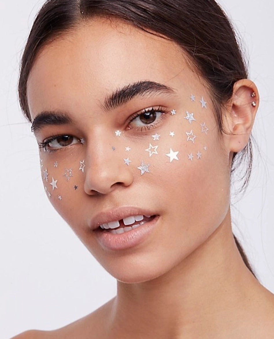 Silver Star Face Sparkles