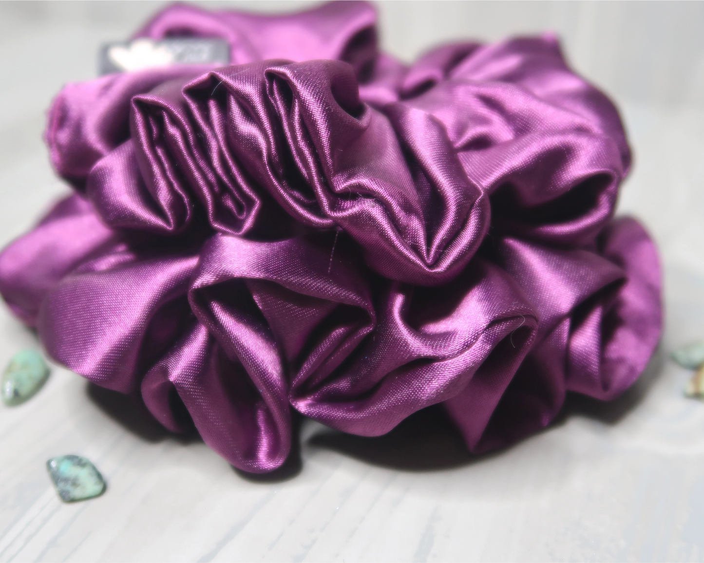 Satin Crystal Infused Hair Scrunchie - Sagittarius + Turquoise