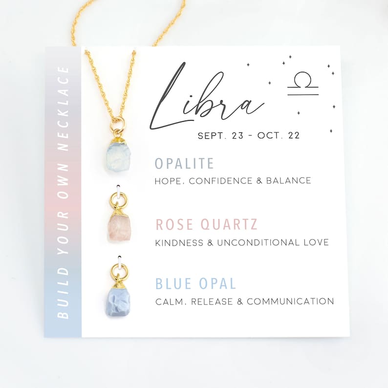 Customizable Raw Crystal Necklace - Libra