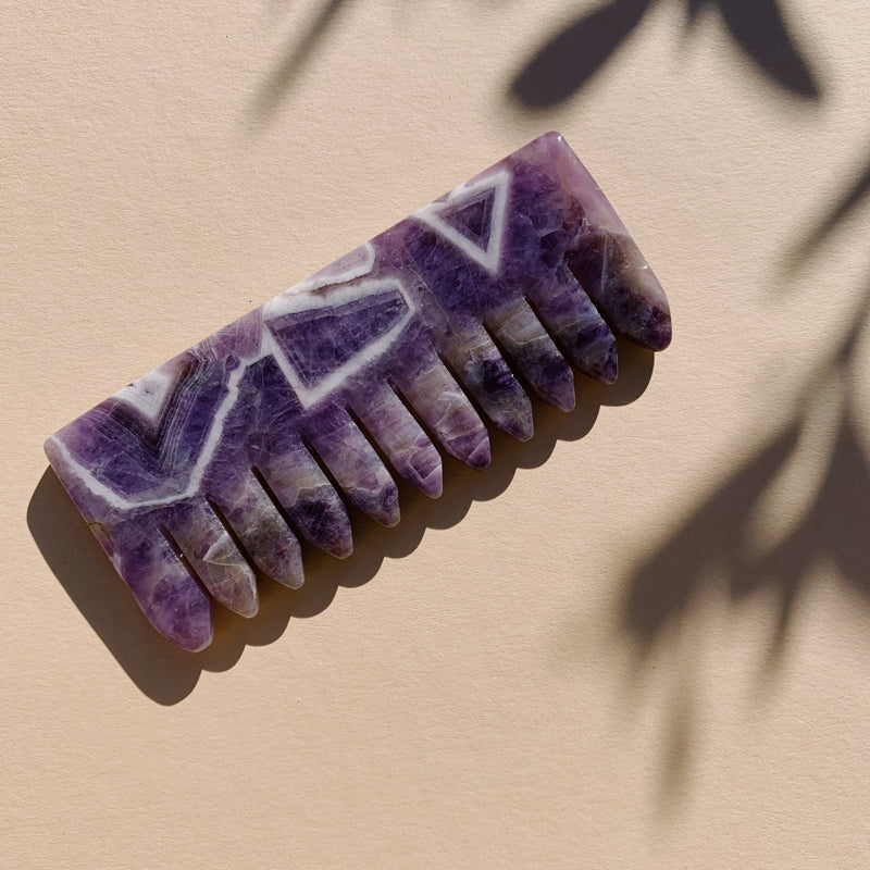 Crystal Comb/Scalp Massager - Amethyst, Clear Quartz, Rose Quartz or Obsidian