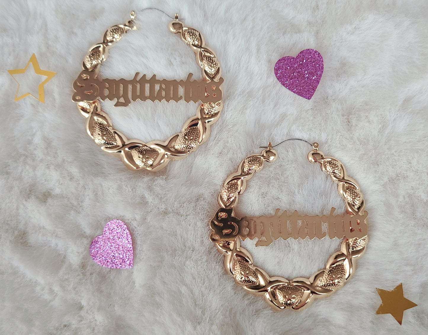 XOXO Bamboo Hoop Earrings - Sagittarius