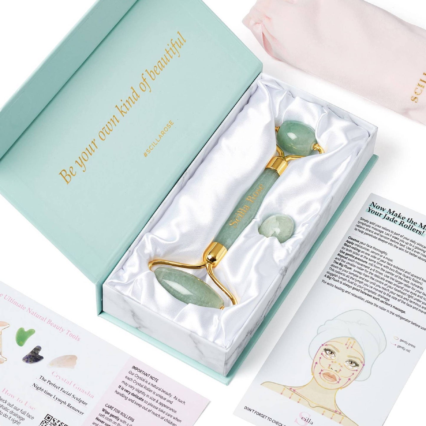 Crystal Roller Facial Massage Tool - Amethyst, Jade or Rose Quartz