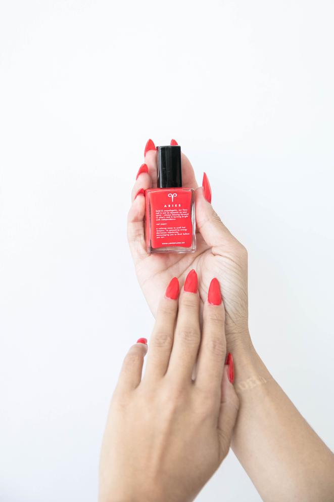 Crystal Infused Nail Polish - Aries + Red Jasper