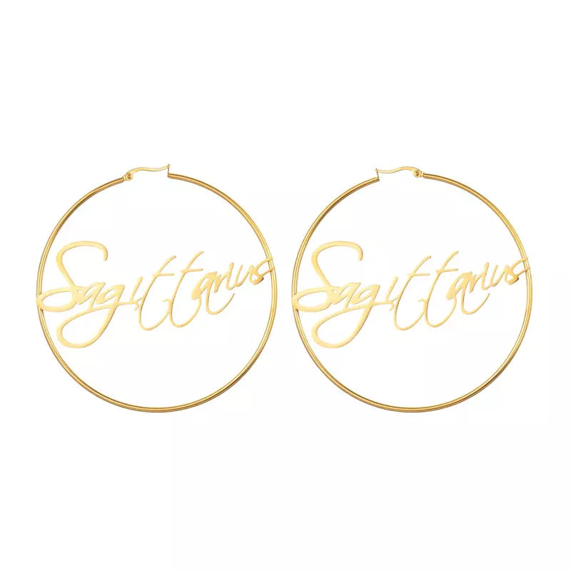 Large Hoop Earrings - Sagittarius