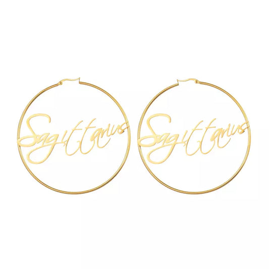 Large Hoop Earrings - Sagittarius