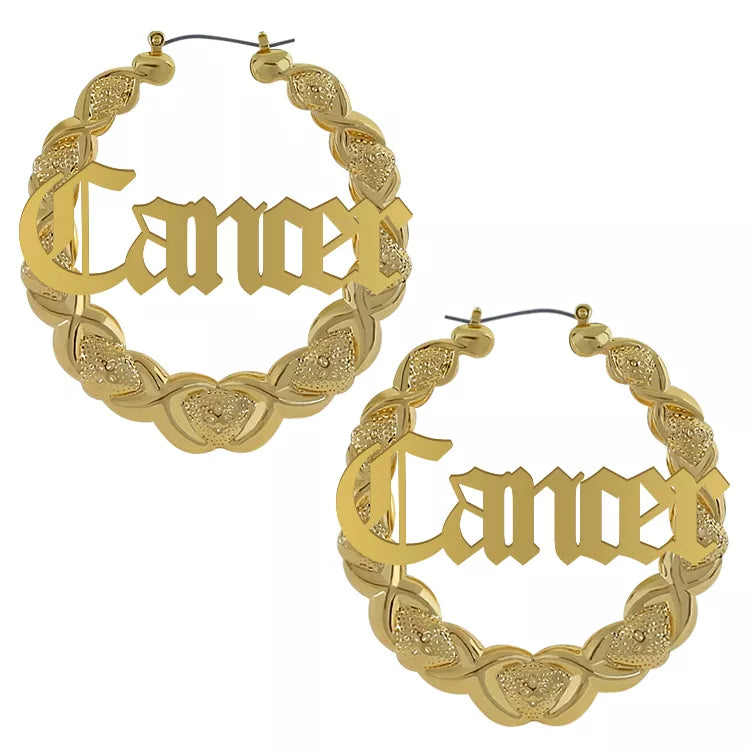 XOXO Bamboo Hoop Earrings - Cancer