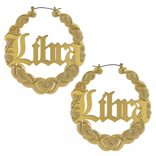 XOXO Bamboo Hoop Earrings - Libra