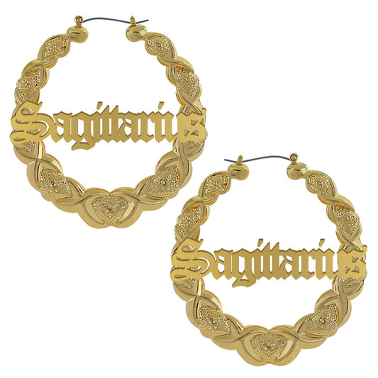 XOXO Bamboo Hoop Earrings - Sagittarius