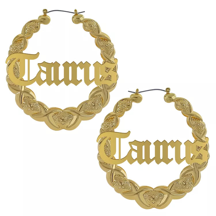 XOXO Bamboo Hoop Earrings - Taurus