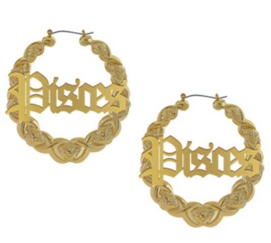 XOXO Bamboo Hoop Earrings - Pisces