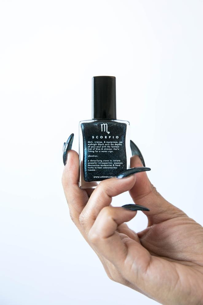 Crystal Infused Nail Polish - Scorpio + Obsidian