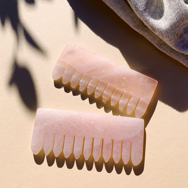 Crystal Comb/Scalp Massager - Amethyst, Clear Quartz, Rose Quartz or Obsidian