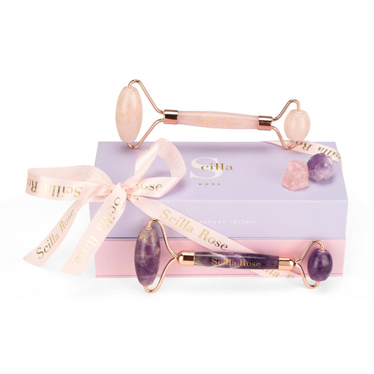 Crystal Roller Facial Massage Tool - Amethyst, Jade or Rose Quartz