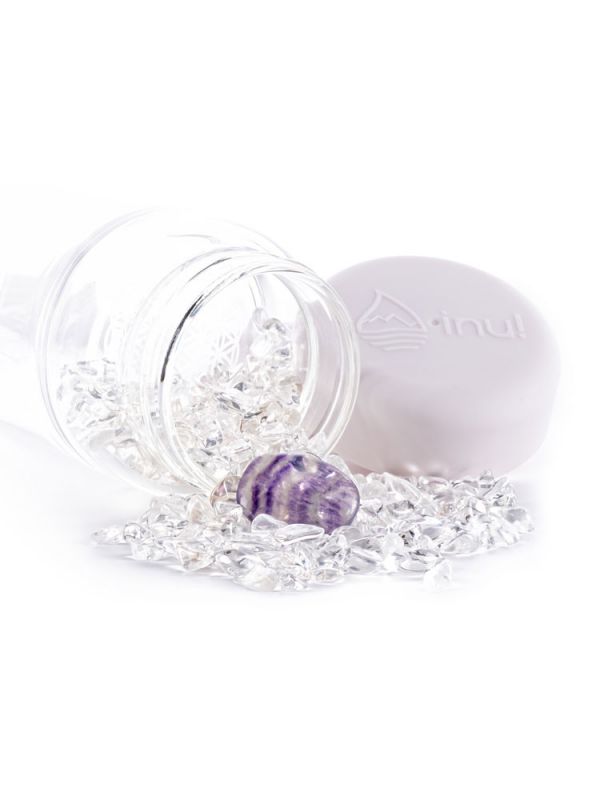 Crystal Infused Water Bottle - Aquarius + Clear Quartz & Fluorite