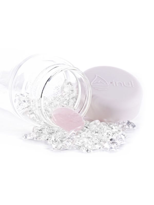Crystal Infused Water Bottle - Cancer + Clear Quartz & Rose Quartz