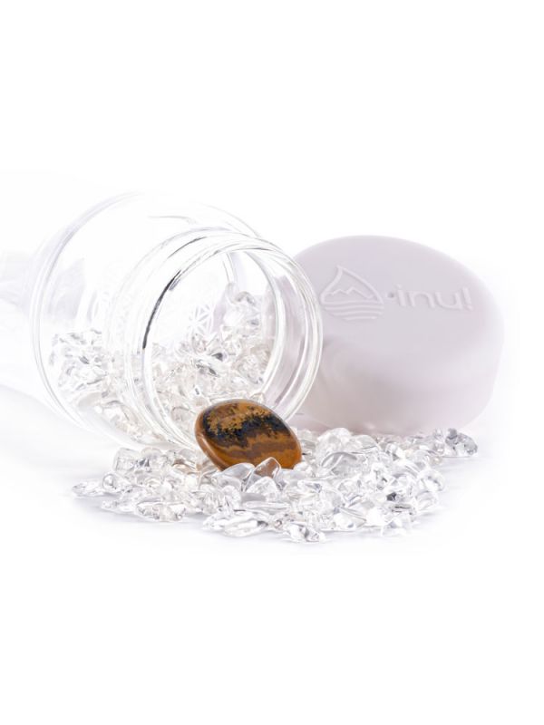 Crystal Infused Water Bottle - Leo + Clear Quartz & Tiger's Eye