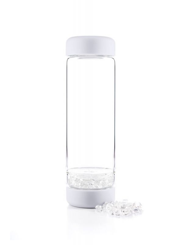 Crystal Infused Water Bottle - Aries + Clear Quartz & Red Jasper