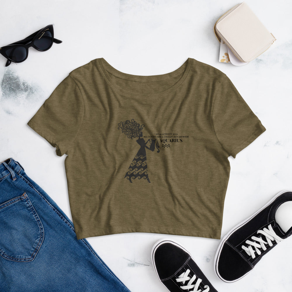 Crop Tee - Aquarius (Black Print)