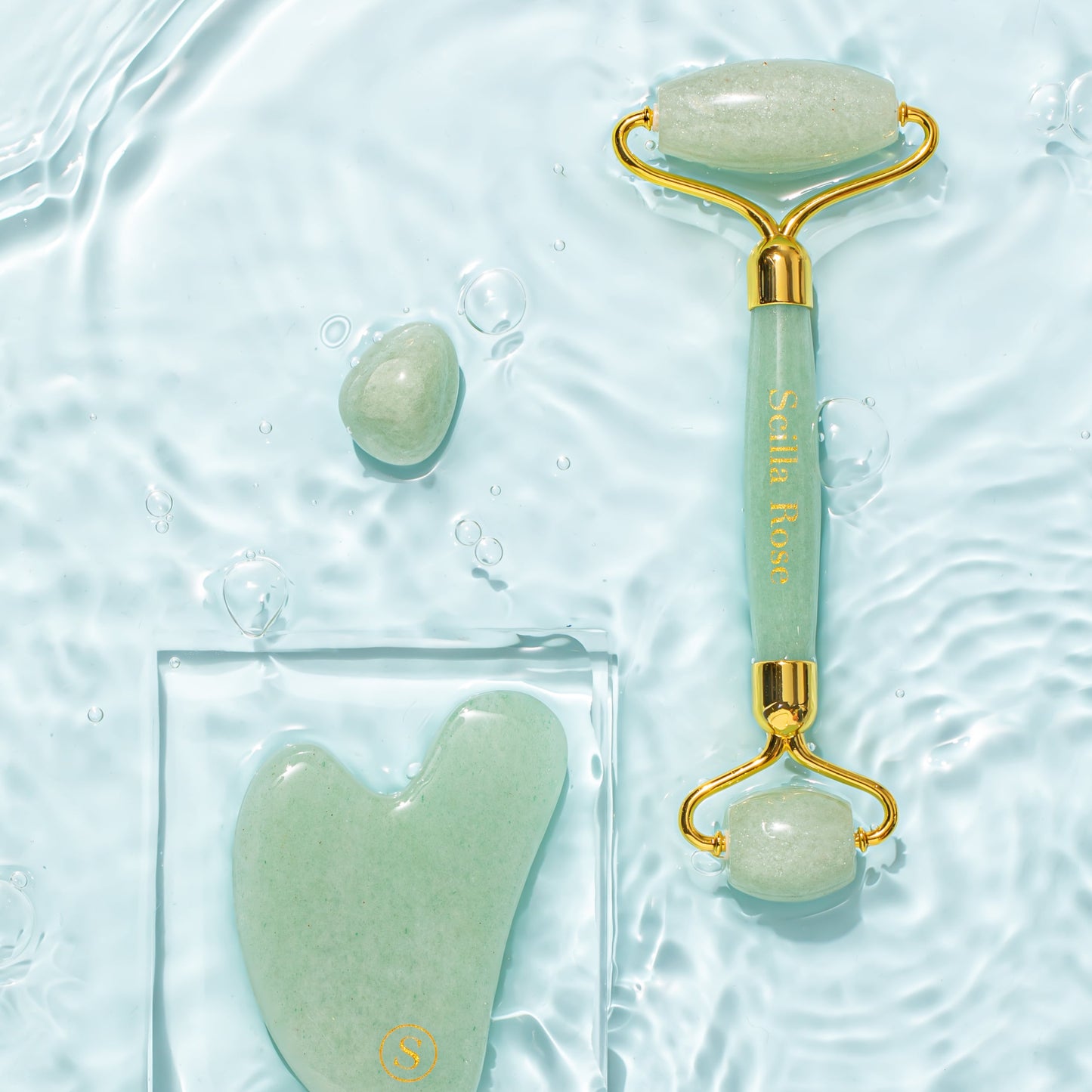 Crystal Roller & Gua Sha Beauty Set - Amethyst, Jade or Rose Quartz