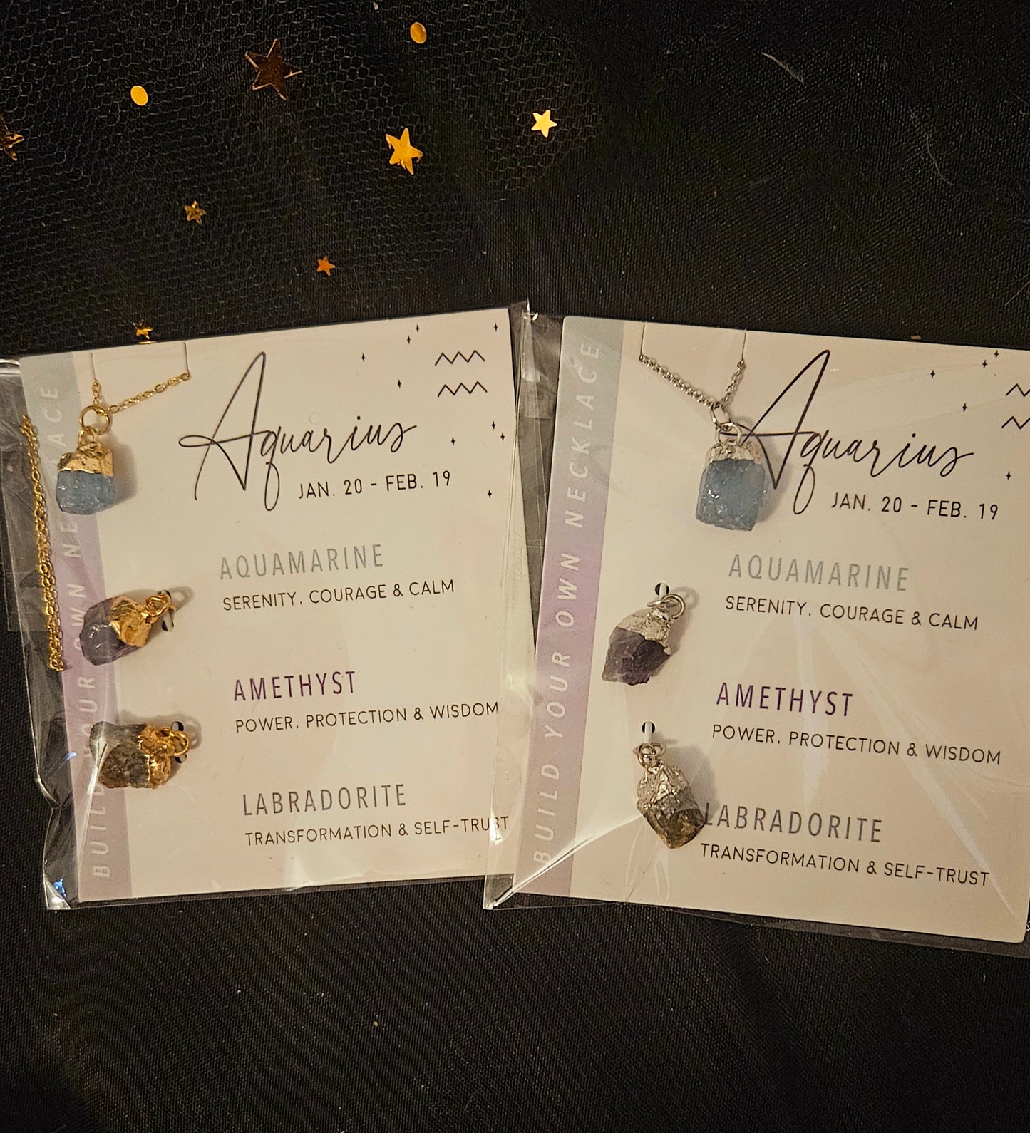 Customizable Raw Crystal Necklace - Aquarius