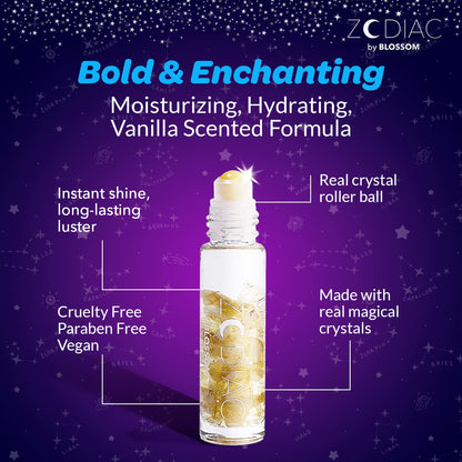 Crystal Infused Zodiac Vanilla-Flavored Roll-On Lip Gloss - Leo