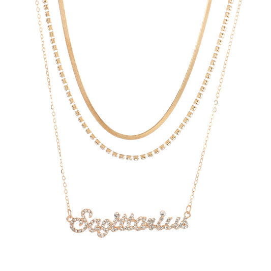 Layered Diamond Snake Chain Necklace - Sagittarius