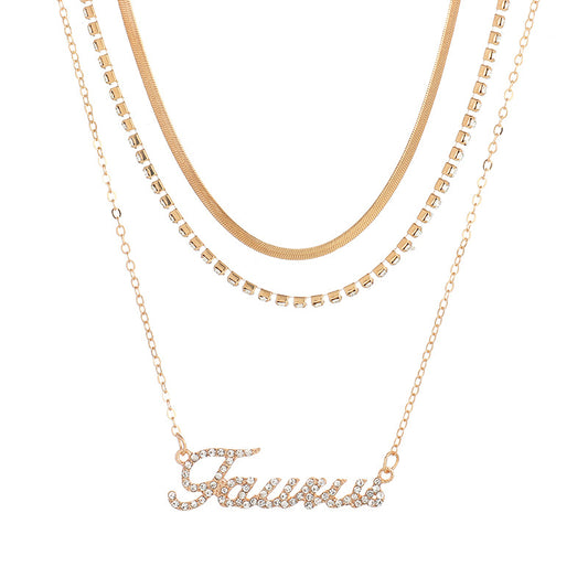 Layered Diamond Snake Chain Necklace - Taurus