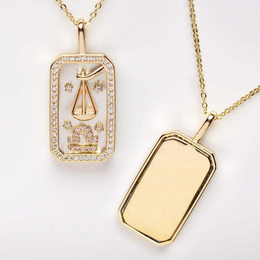 18K Gold Plated Crystal Necklace - Libra