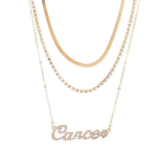 Layered Diamond Snake Chain Necklace - Cancer