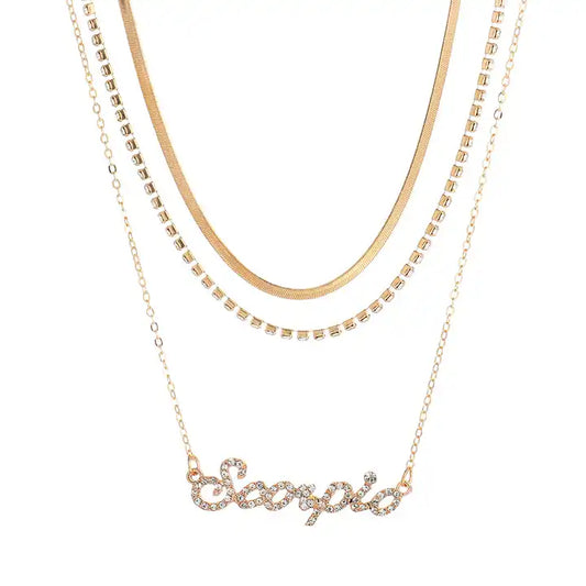 Layered Diamond Snake Chain Necklace - Scorpio