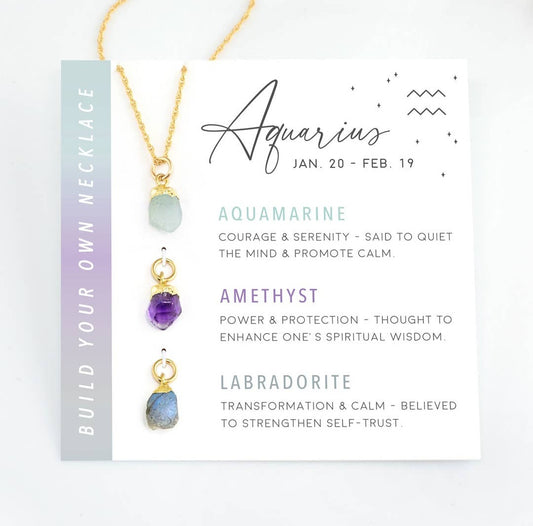 Customizable Raw Crystal Necklace - Aquarius