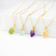 Load image into Gallery viewer, Raw Crystal Zodiac Necklace Customizable Charms - Taurus
